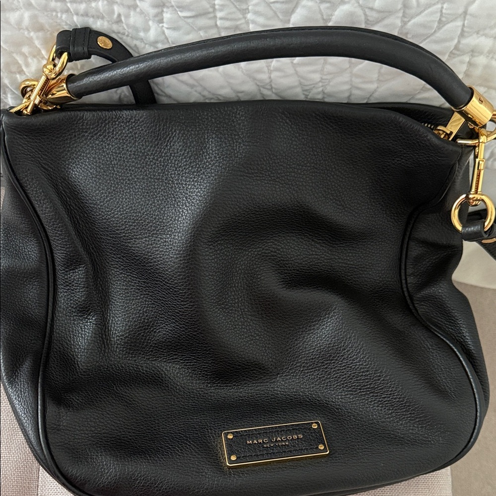 Marc Jacobs Black Hobo Bag with Gold Accents